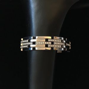 Bracelet w/ Swarovski Crystals & Silver Wide Band
